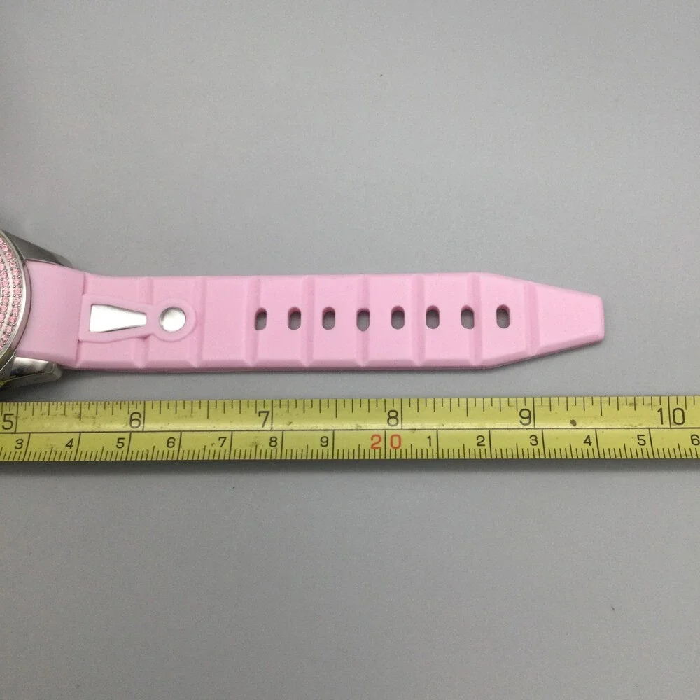 Kyboe! Giant 40 Watch Women 40mm Silver Tone Pink Crystals New Battery